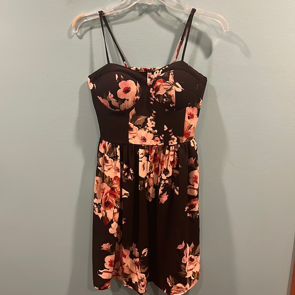 Xhilaration Black Floral Dress (S)